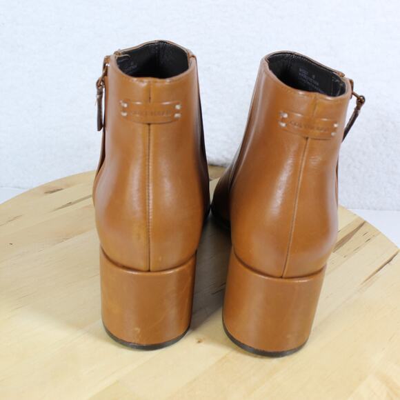 Cole Haan Ankle Boots Womens 8 Brown Leather Grand Zip Booties Comfort Shoe - Picture 5 of 10